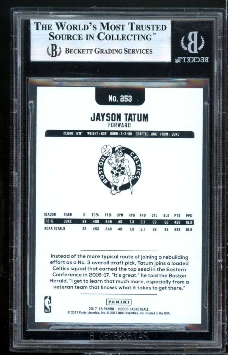 Jayson Tatum Rookie Card 2017-18 Hoops Orange Explosion #253 (pop 3) BGS 9 Image 2