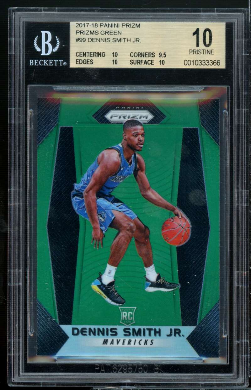 Dennis Smith Rookie Card 2017-18 Panini Prizm Prizms Green #99 (PRISTINE) BGS 10 Image 1