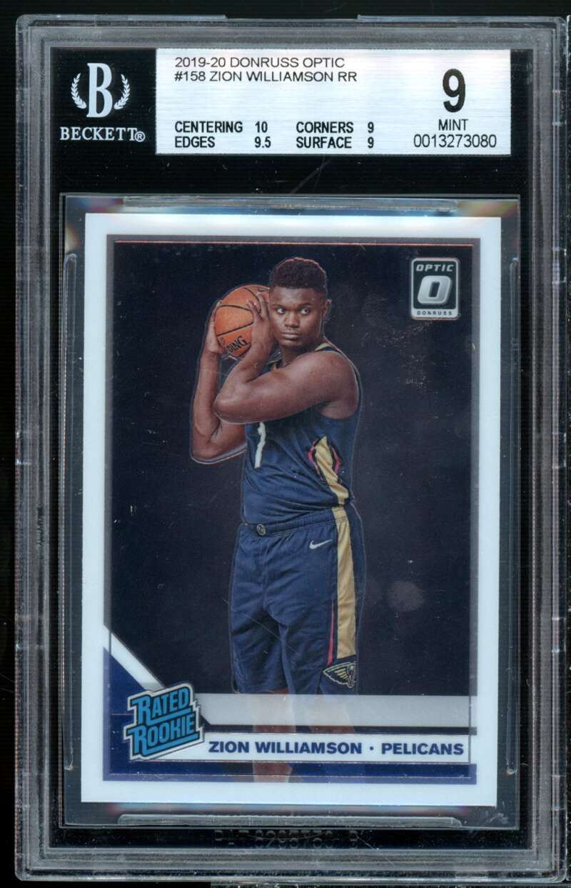 Zion Williamson Rookie Card 2019-20 Donruss Optic #158 BGS 9 (10 9 9.5 9) Image 1