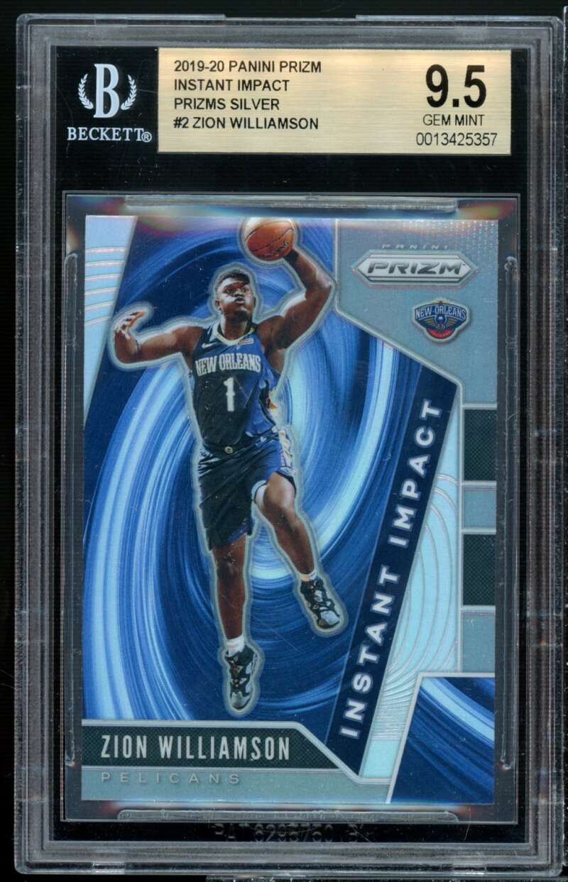 Zion Williamson Rookie Card 2019-20 Panini Prizm II Prizms Silver #2 BGS 9.5 Image 1