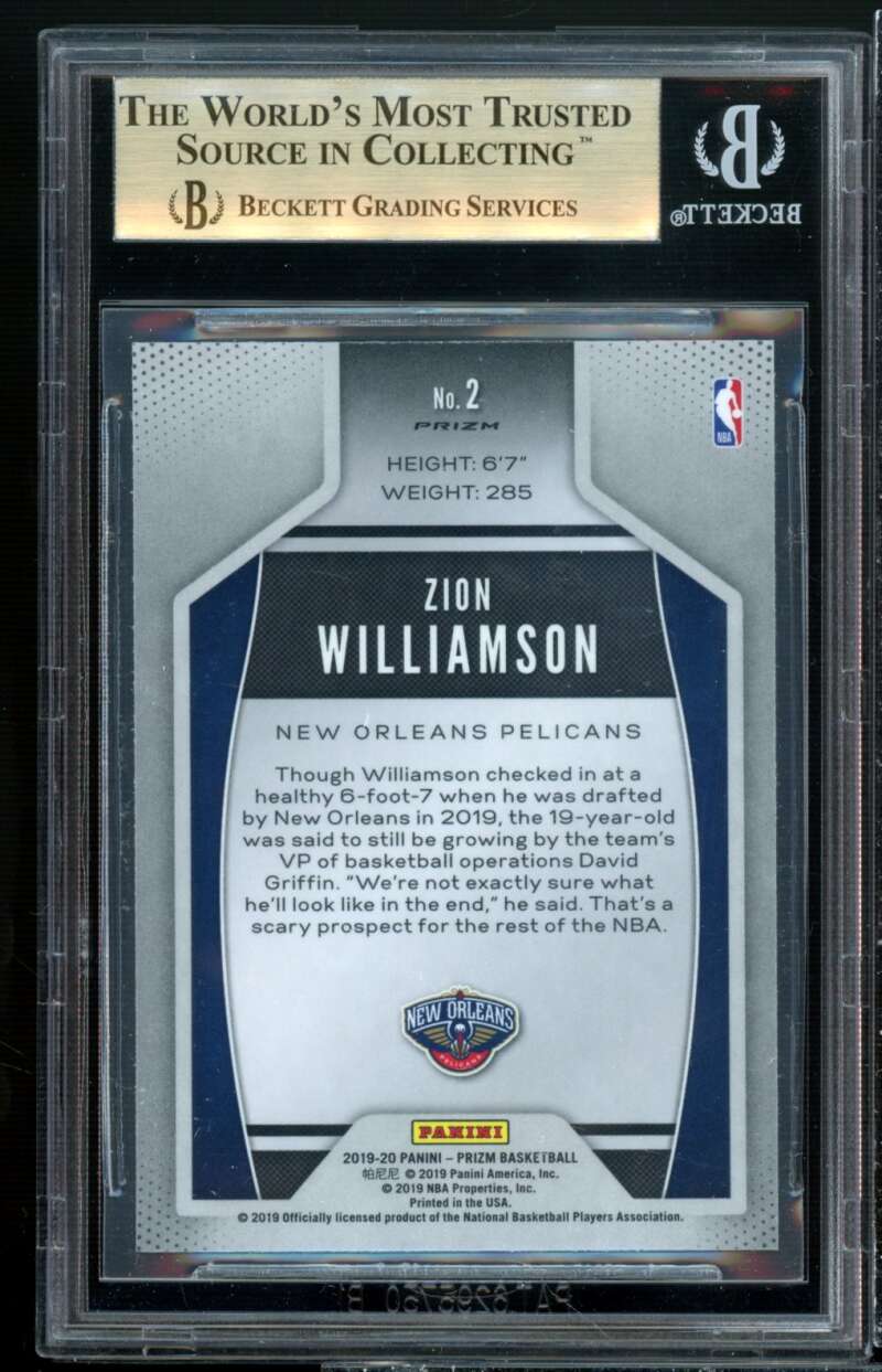 Zion Williamson Rookie Card 2019-20 Panini Prizm II Prizms Silver #2 BGS 9.5 Image 2