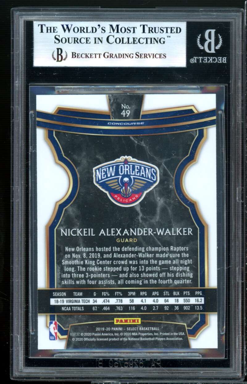 Nickeil Alexander-Walker Rookie Card 2019-20 Select #49 BGS 9 Image 2