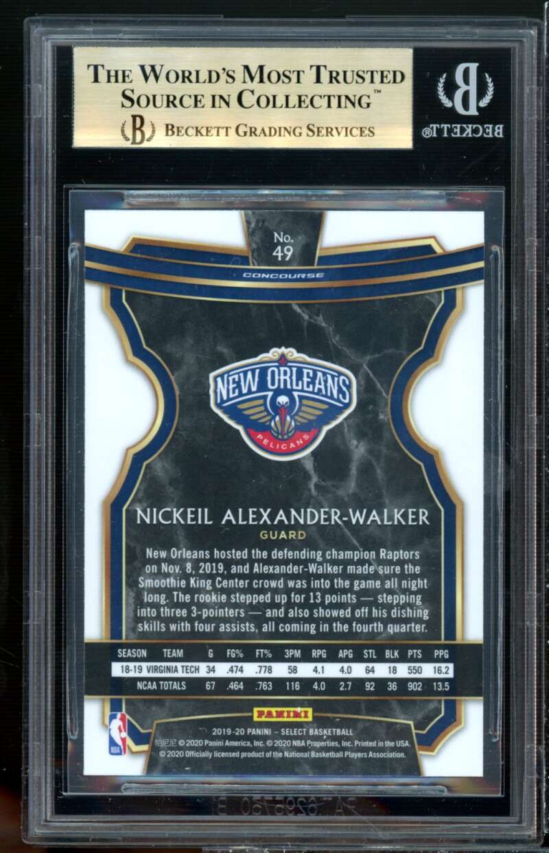 Nickeil Alexander-Walker Rookie 2019-20 Select #49 BGS 9.5 (9.5 9.5 9.5 9.5) Image 2