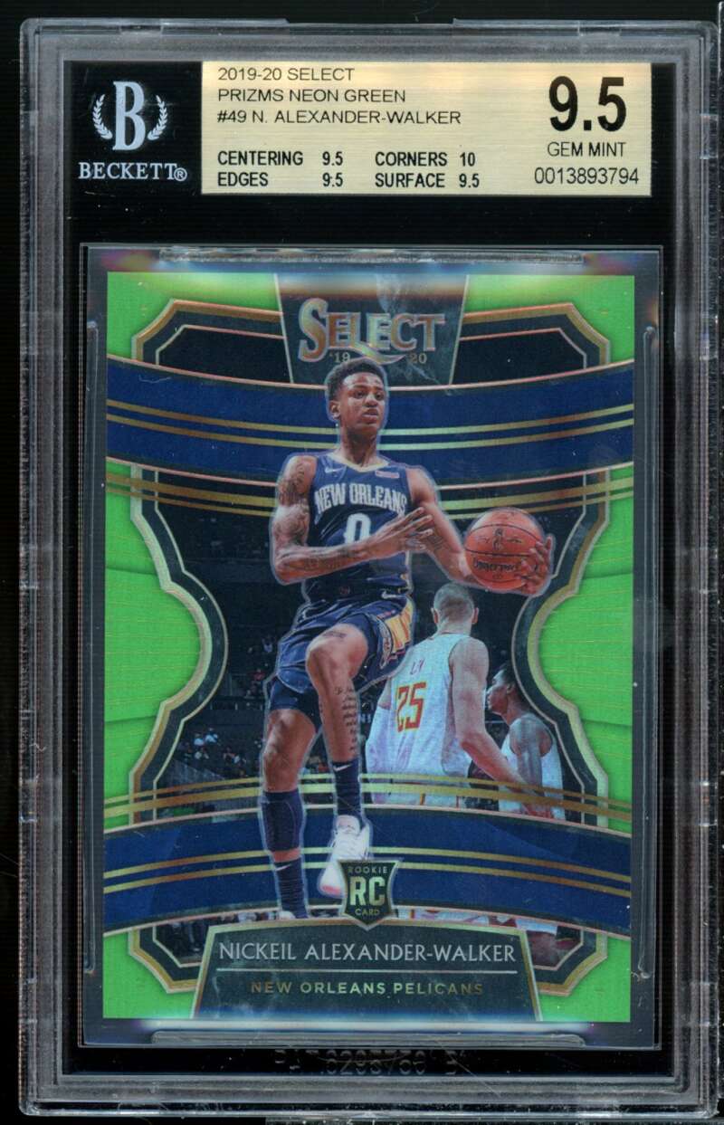 Nickeil Alexander-Walker Rookie 2019-20 Select Prizms Neon Green #49 BGS 9.5 Image 1