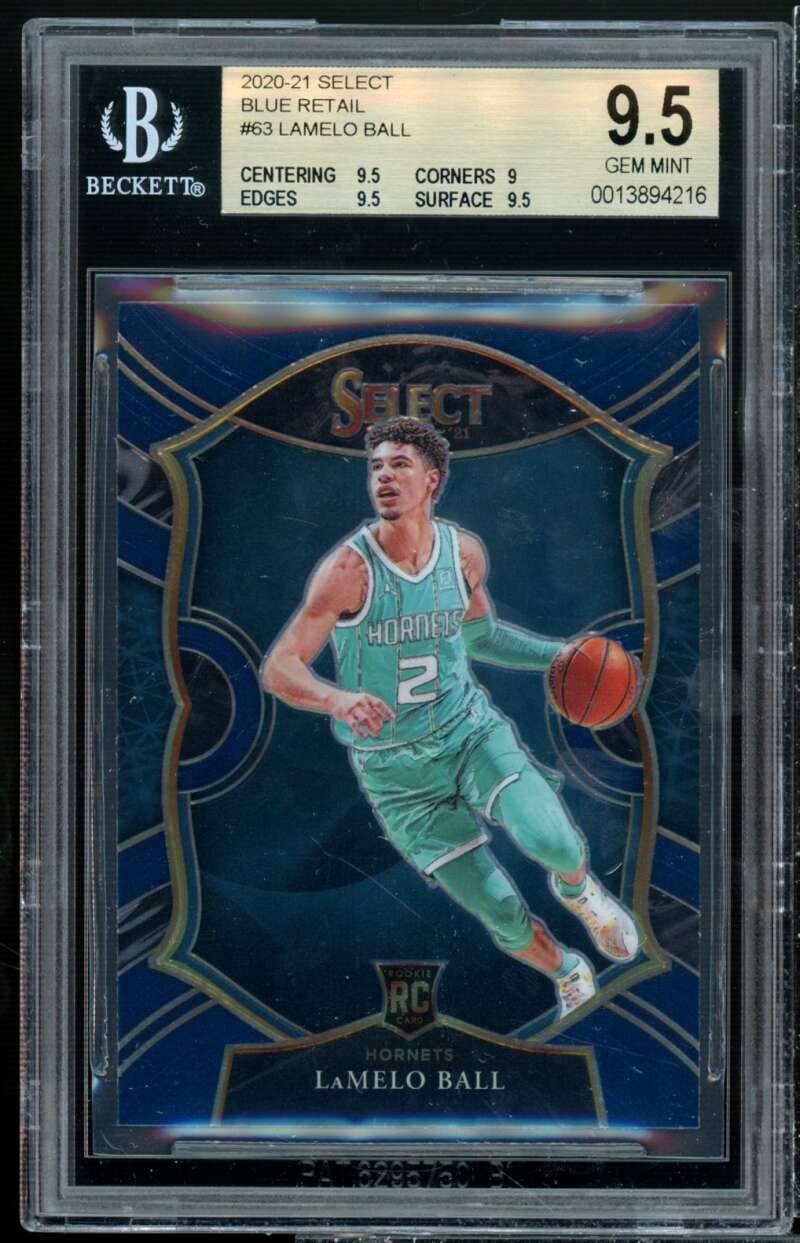 LaMelo Ball Rookie Card 2020-21 Select Blue Retail #63 BGS 9.5 (9.5 9 9.5 9.5) Image 1