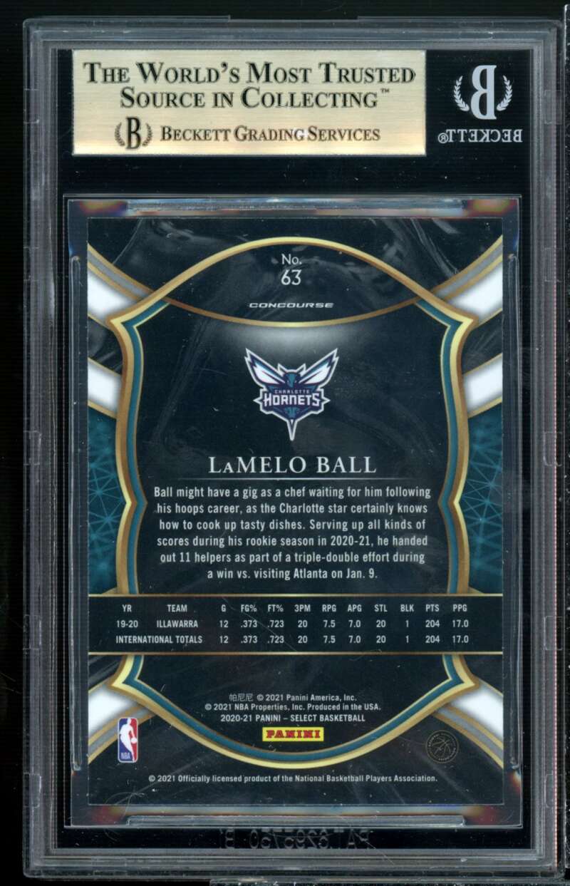 LaMelo Ball Rookie Card 2020-21 Select Blue Retail #63 BGS 9.5 (9.5 9 9.5 9.5) Image 2