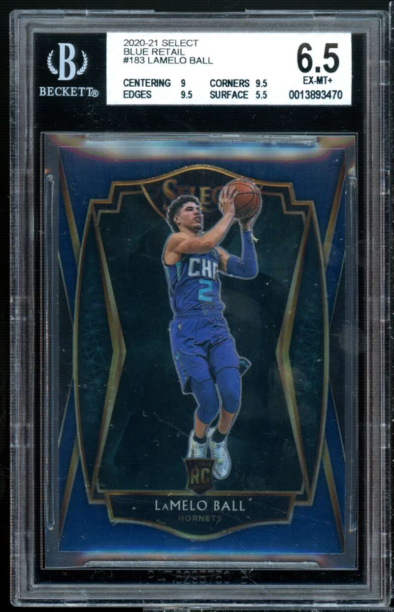 LaMelo Ball Rookie Card 2020-21 Select Blue Retail #183 BGS 6.5 (9 9.5 9.5 5.5) Image 1