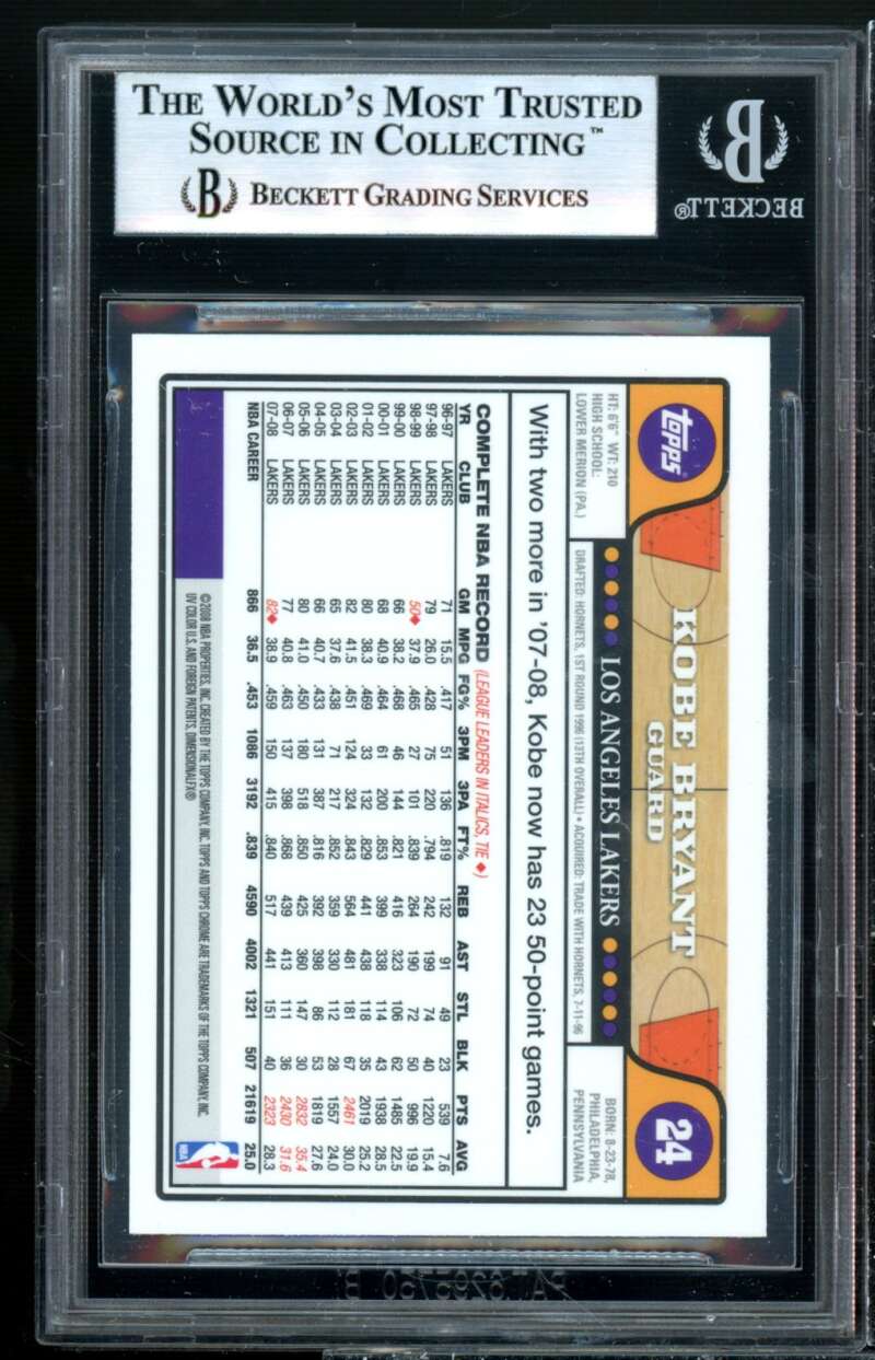 Kobe Bryant Card 2008-09 Topps Chrome w/Lebron James #24 BGS 9 (8.5 9.5 9.5 9) Image 2