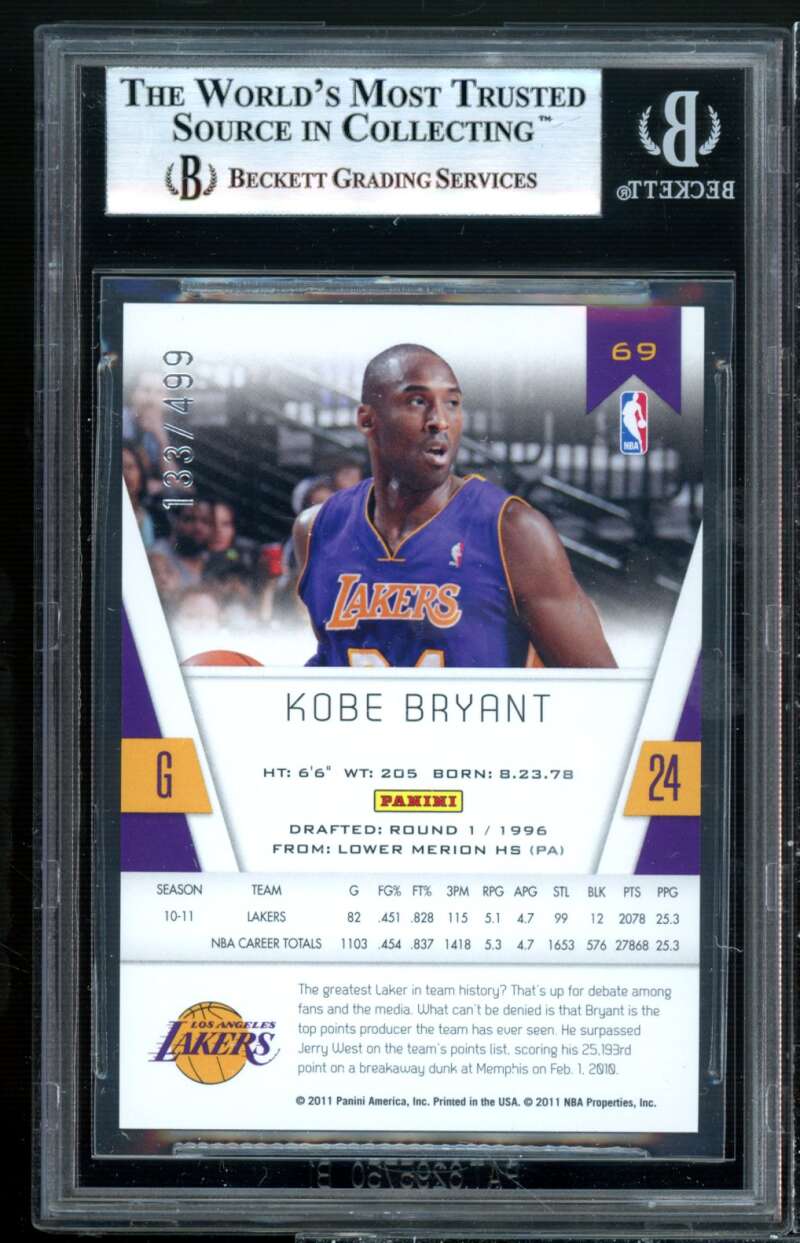 Kobe Bryant 2010-11 Panini Totally Certified Red #69 BGS 9 (9.5 9.5 9.5 8.5) Image 2