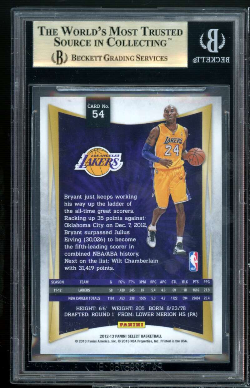 Kobe Bryant Card 2012-13 Select #54 BGS 9.5 (9.5 9.5 10 9.5) Image 2