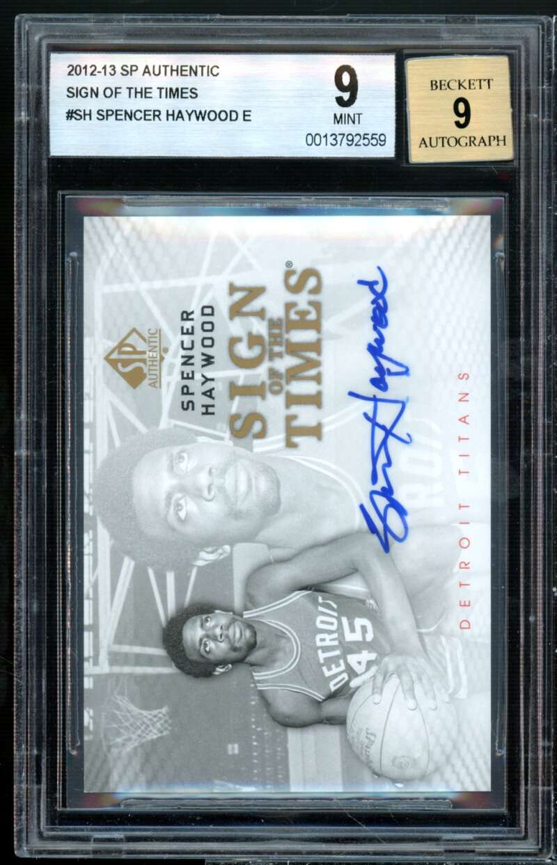 Spencer Haywood Card 2012-13 SP Authentic Sign Of The Times #SH (pop 1) BGS 9 Image 1