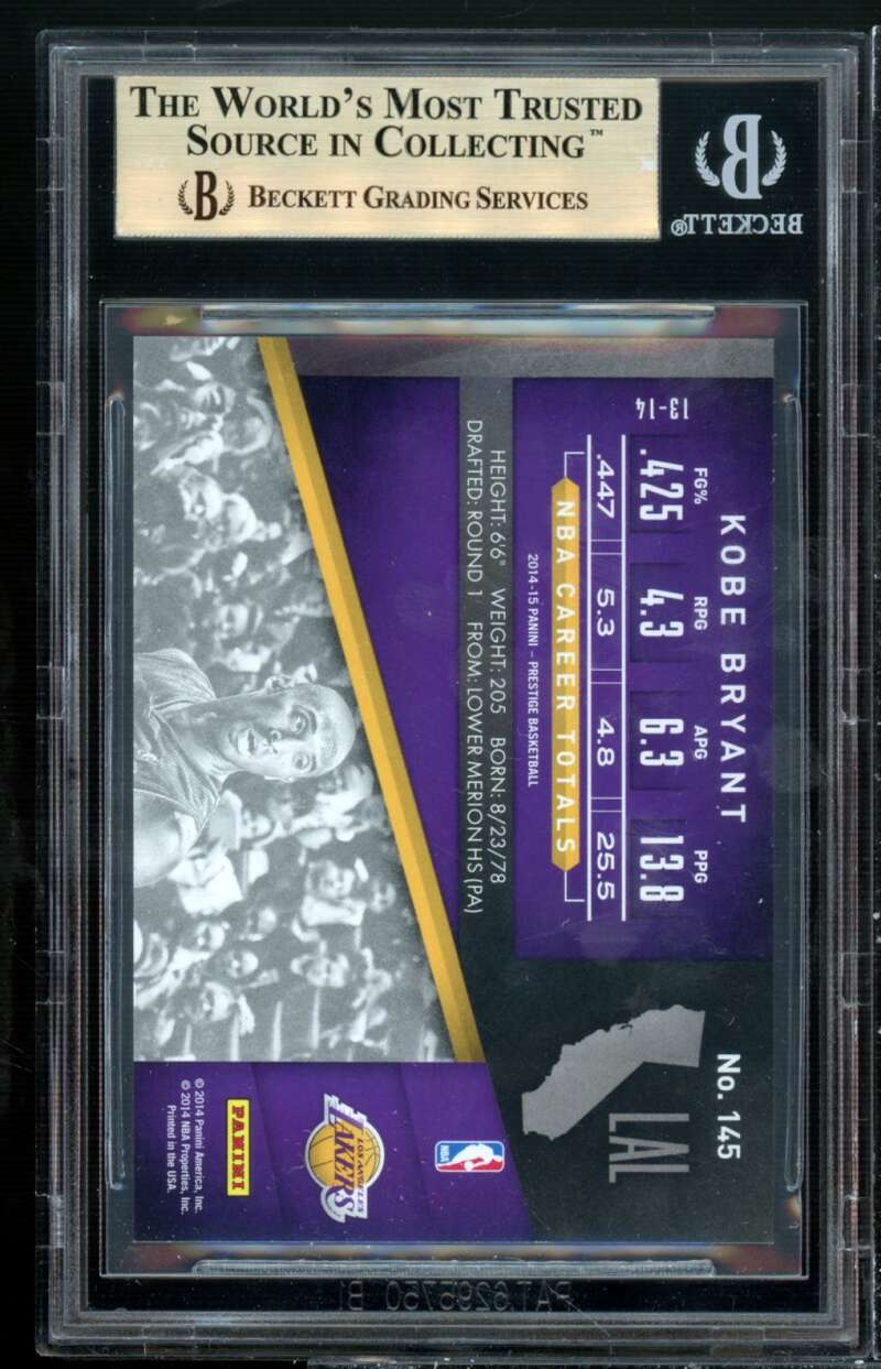 Kobe Bryant 2014-15 Panini Prestige Bonus Shots Purple #145 (pop 1) BGS 9.5 Image 2