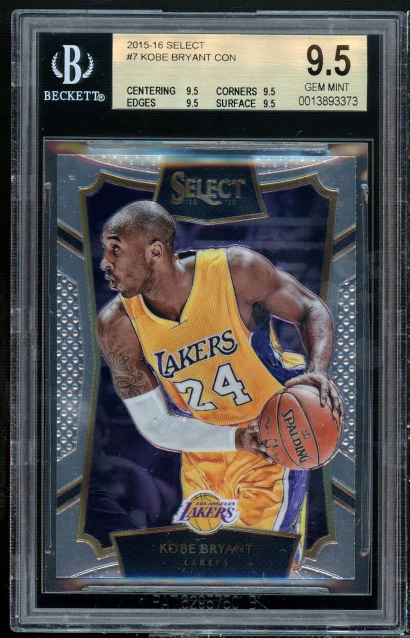 Kobe Bryant Card 2015-16 Select #7 BGS 9.5 (9.5 9.5 9.5 9.5) Image 1