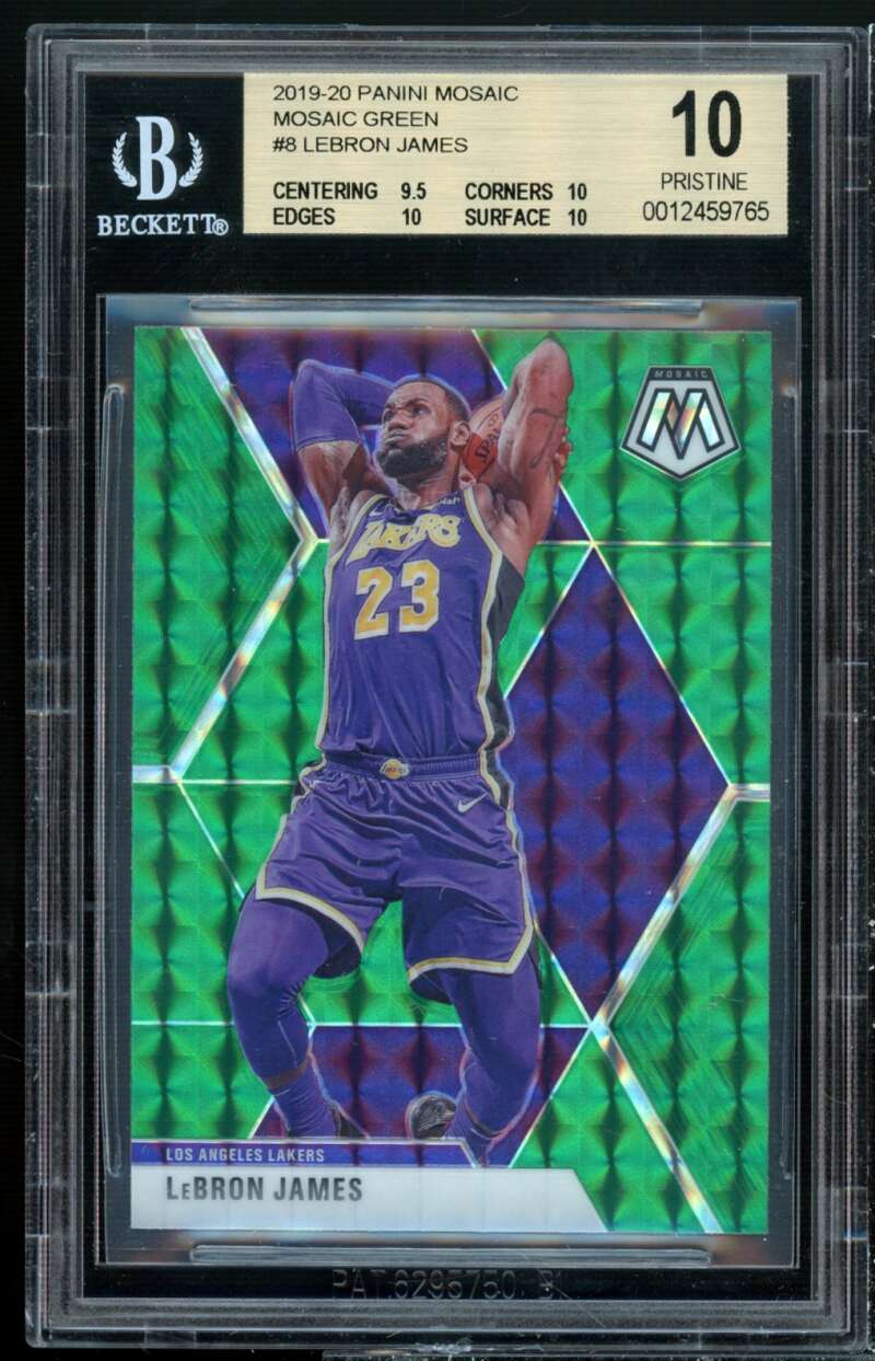 LeBron James Card 2020-21 Panini Mosaic Mosaic Green 8 (PRISTINE) BGS 10 Image 1