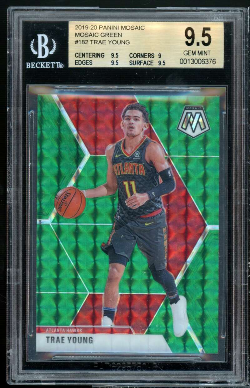 Trae Young Card 2019-20 Panini Mosaic Mosaic Green #192 BGS 9.5 (9.5 9 9.5 9.5) Image 1