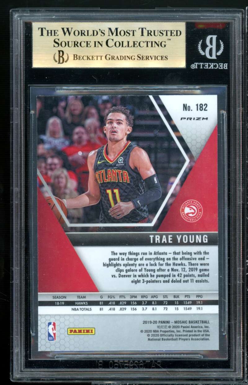 Trae Young Card 2019-20 Panini Mosaic Mosaic Green #192 BGS 9.5 (9.5 9 9.5 9.5) Image 2