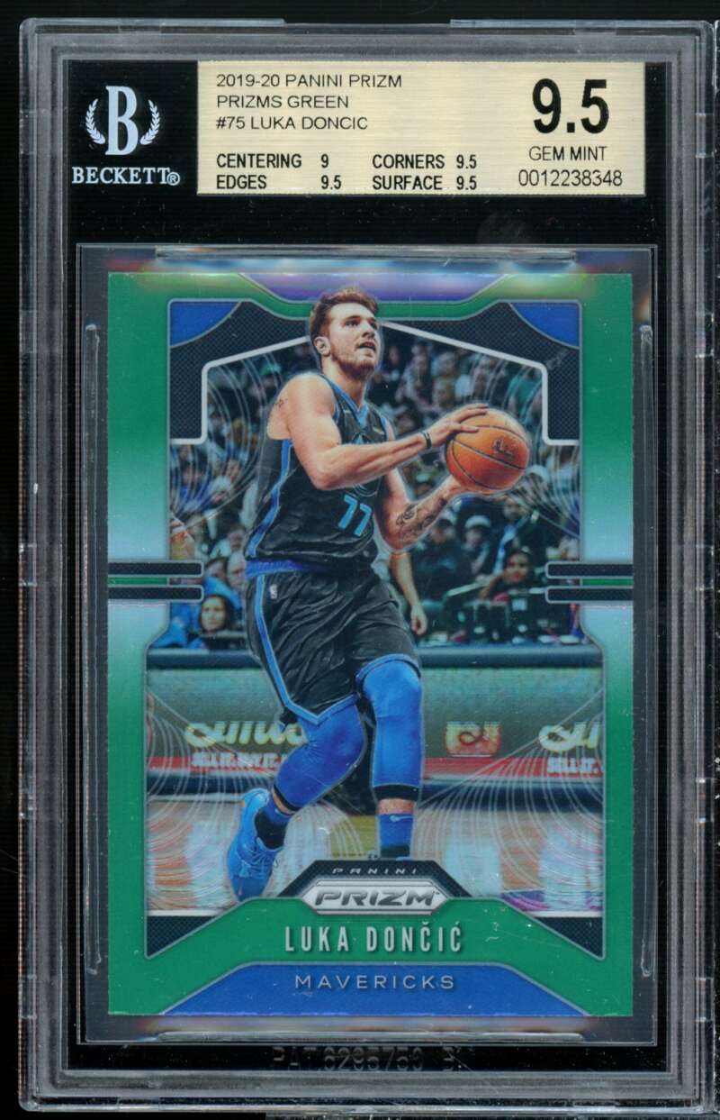 Luka Doncic Card 2019-20 Panini Prizm Prizms Green #75 BGS 9.5 (9 9.5 9.5 9.5) Image 1