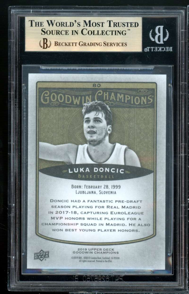 Luka Doncic Card 2019 UD Goodwin Champions #80 (PRISTINE) BGS 10 Image 2