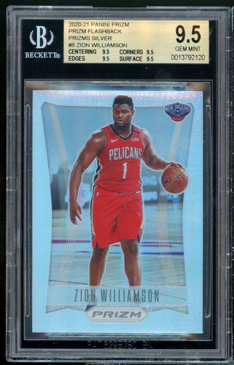 Zion Williamson Card 2020-21 Panini Prizm Flashback Prizms Sillver #8 BGS 9.5 Image 1