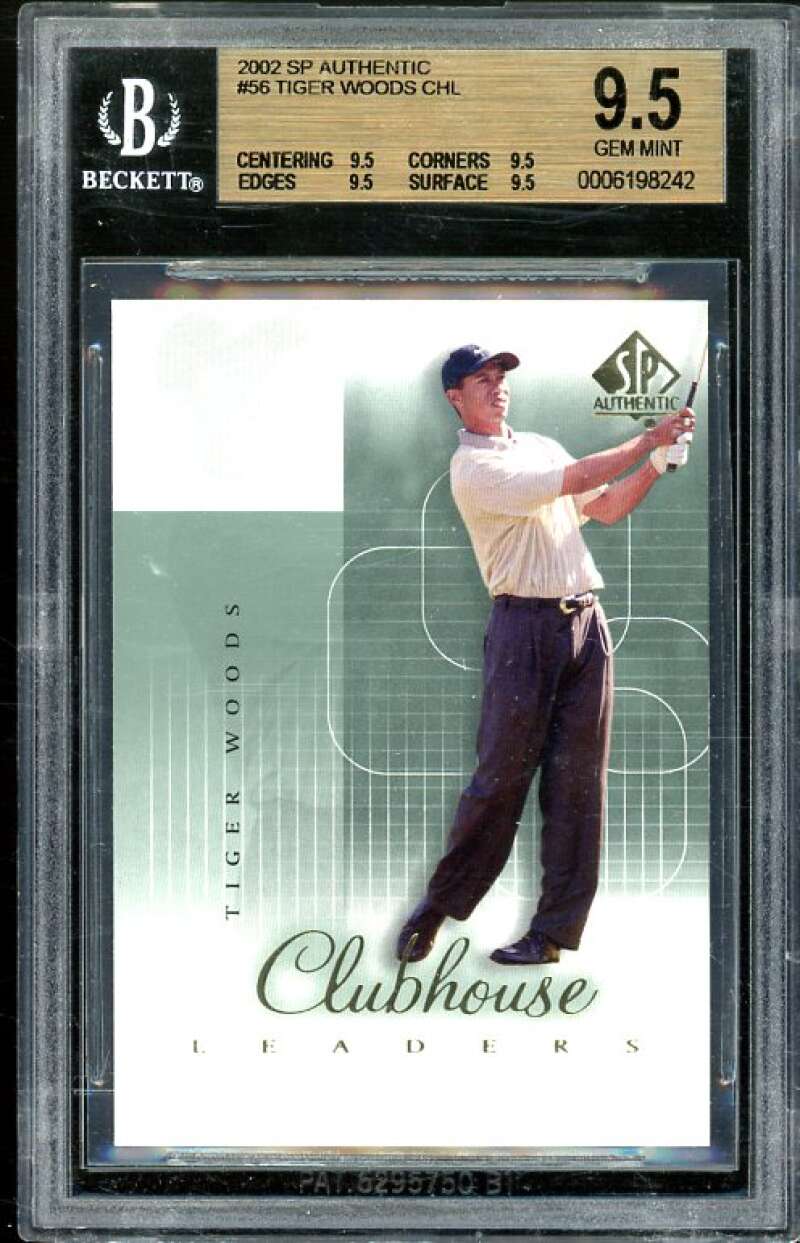 Tiger Woods Golf Card 2002 SP Authentic #56 BGS 9.5 (9.5 9.5 9.5 9.5) Image 1