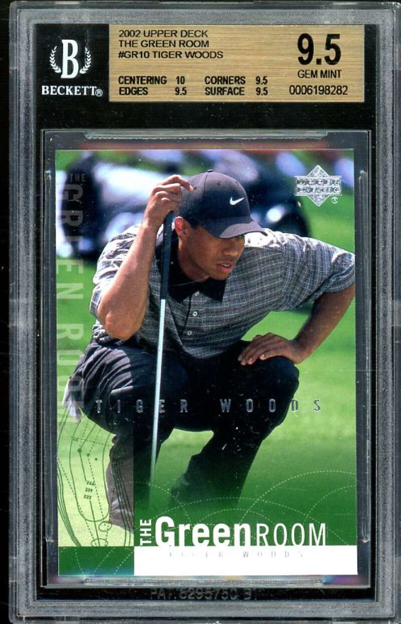 Tiger Woods Card 2002 Upper Deck The Green Room #GR10 BGS 9.5 (10 9.5 9.5 9.5) Image 1