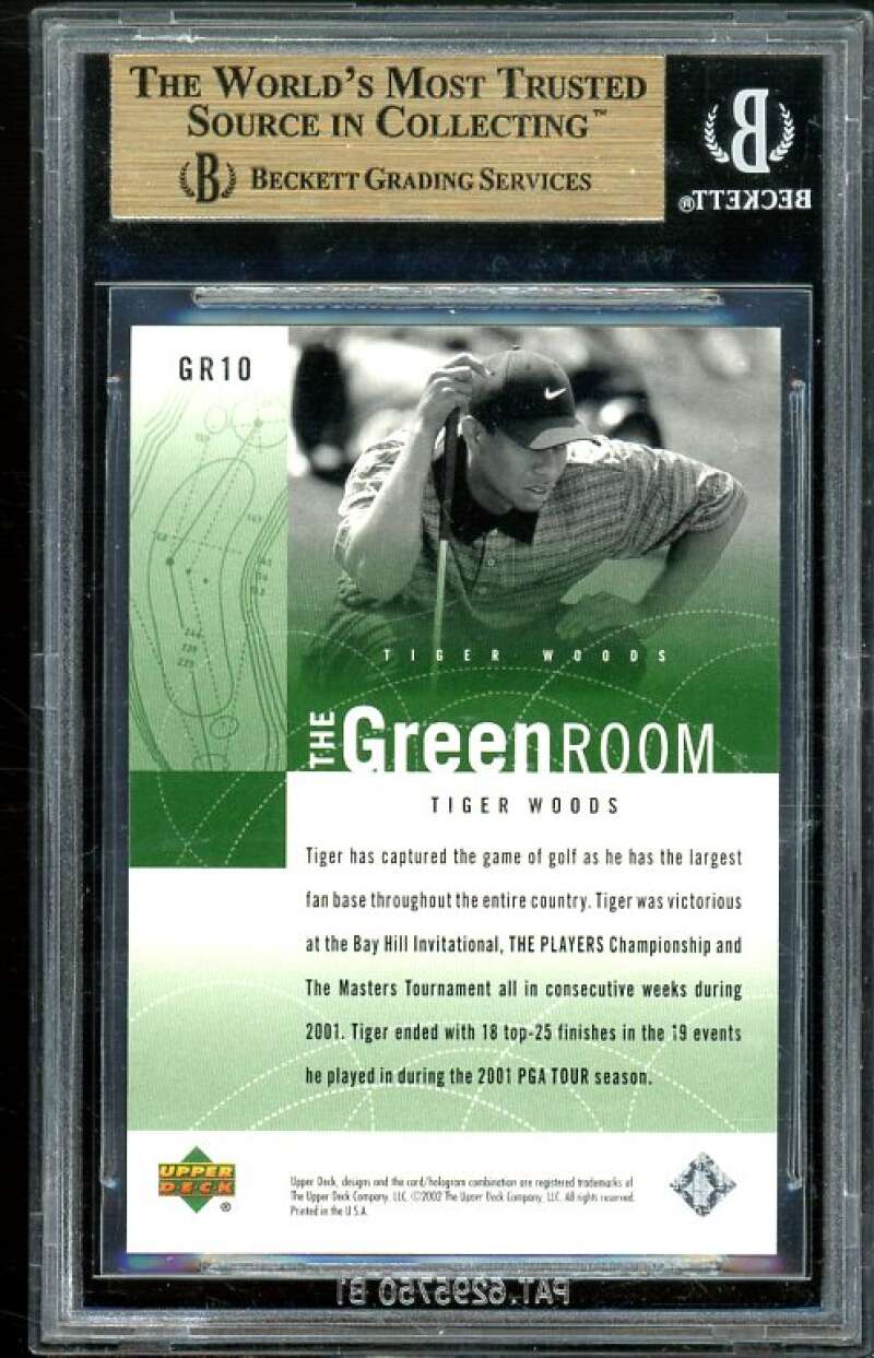 Tiger Woods Golf Card 2002 Upper Deck The Green Room #GR10 BGS 9.5 (10 9 9.5 10) Image 2