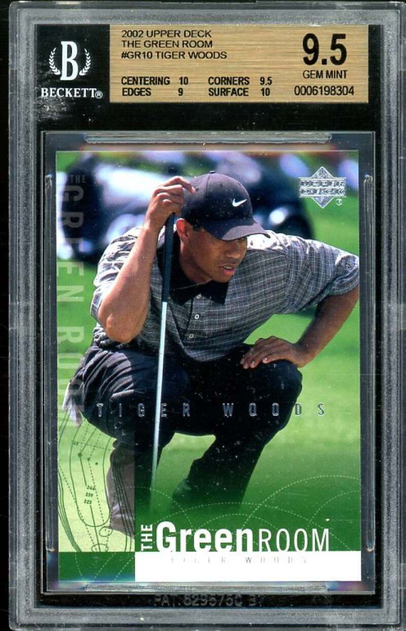 Tiger Woods Golf Card 2002 Upper Deck The Green Room #GR10 BGS 9.5 (10 9.5 9 10) Image 1