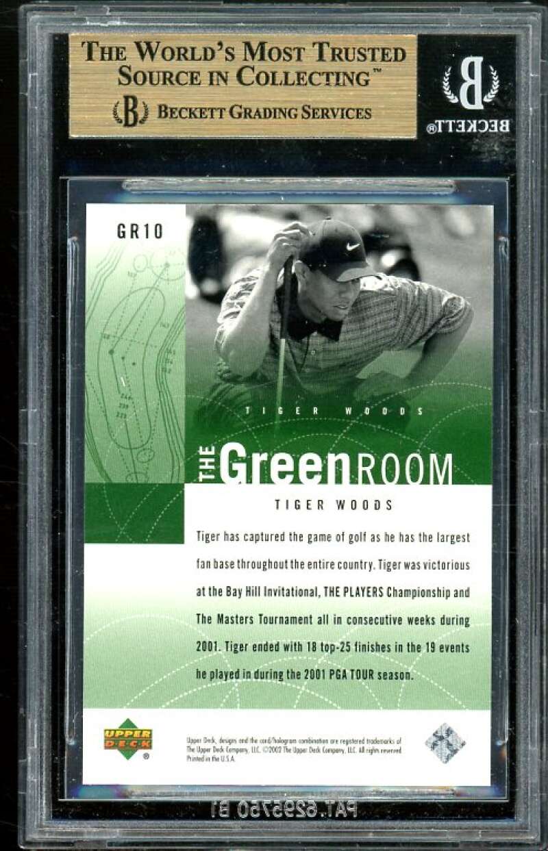 Tiger Woods Golf Card 2002 Upper Deck The Green Room #GR10 BGS 9.5 (10 9.5 9 10) Image 2