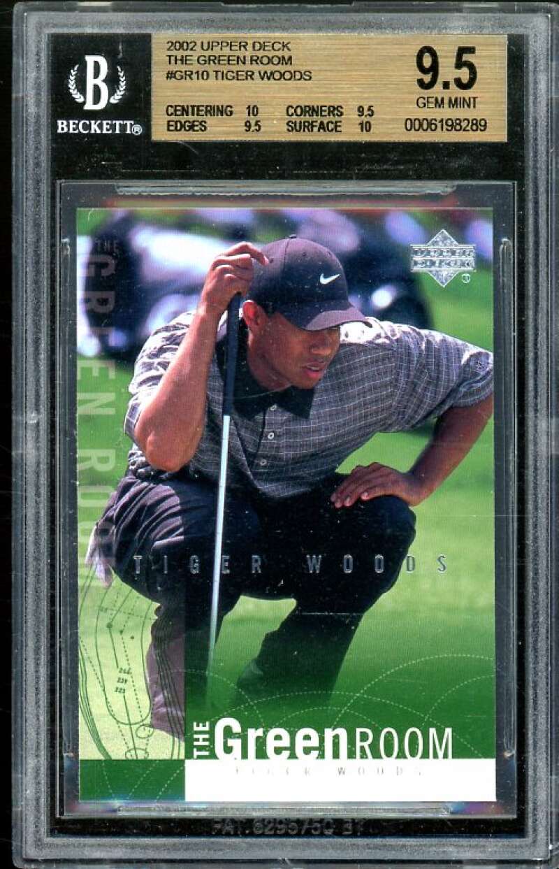 Tiger Woods Card 2002 Upper Deck The Green Room #GR10 BGS 9.5 (10 9.5 9.5 10) Image 1