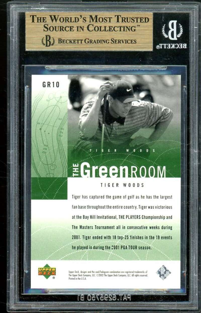 Tiger Woods Card 2002 Upper Deck The Green Room #GR10 BGS 9.5 (10 9.5 9.5 10) Image 2