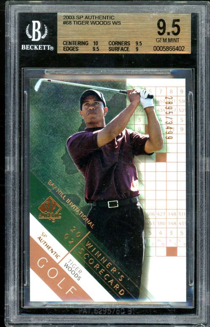 Tiger Woods Golf Card 2003 SP Authentic #68 BGS 9.5 (10 9.5 9.5 9) Image 1