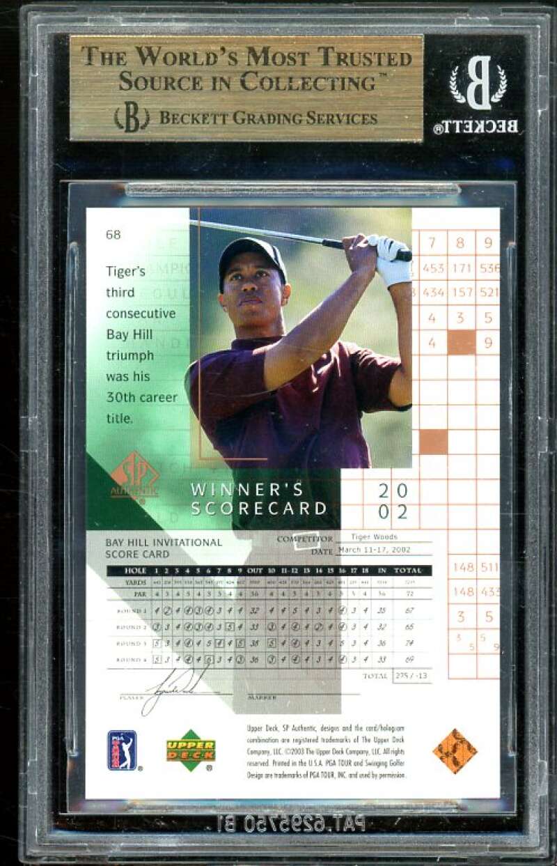 Tiger Woods Golf Card 2003 SP Authentic #68 BGS 9.5 (10 9.5 9.5 9) Image 2