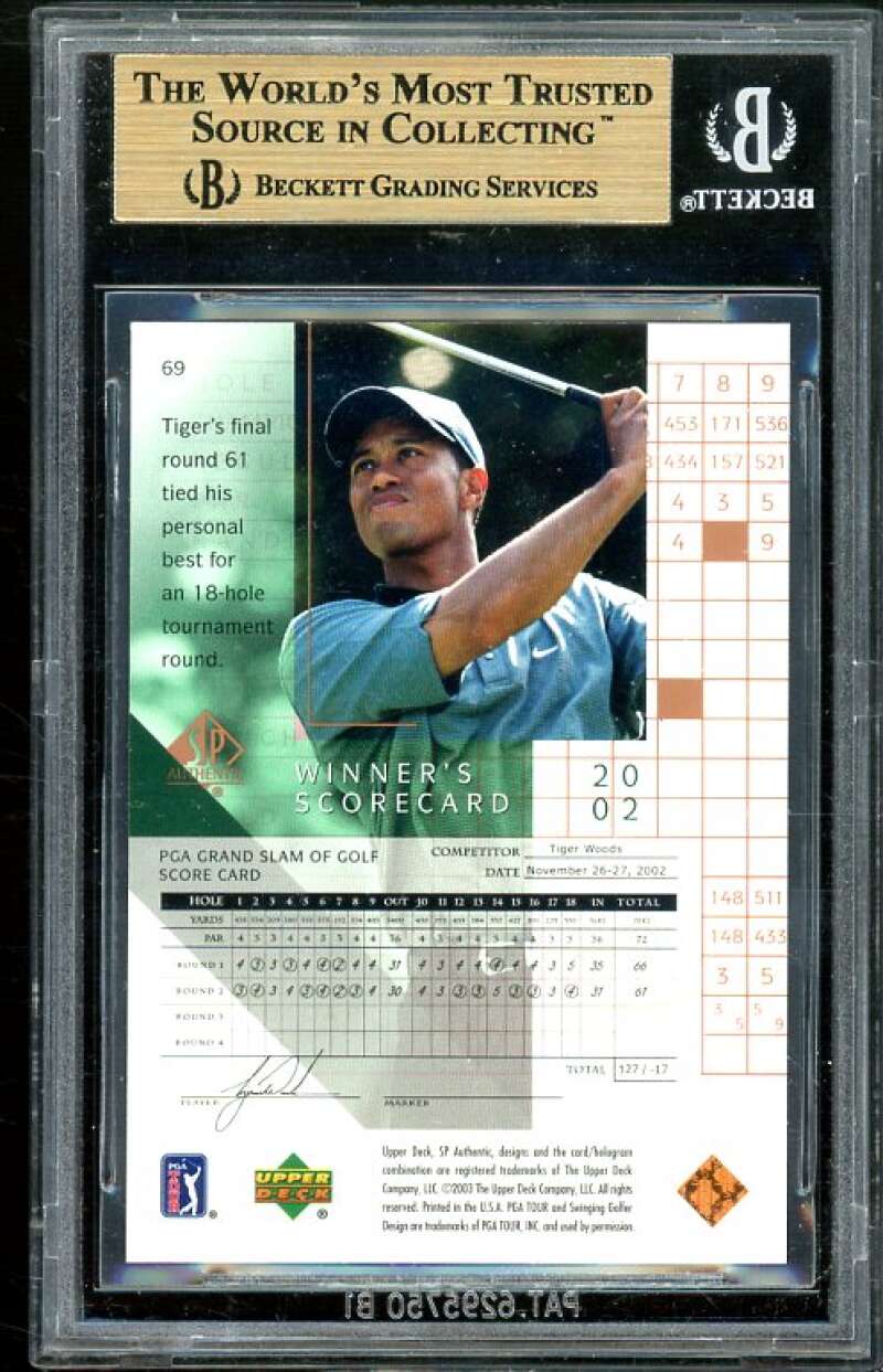 Tiger Woods Golf Card 2003 SP Authentic #69 BGS 9.5 (10 9.5 9 9.5) Image 2