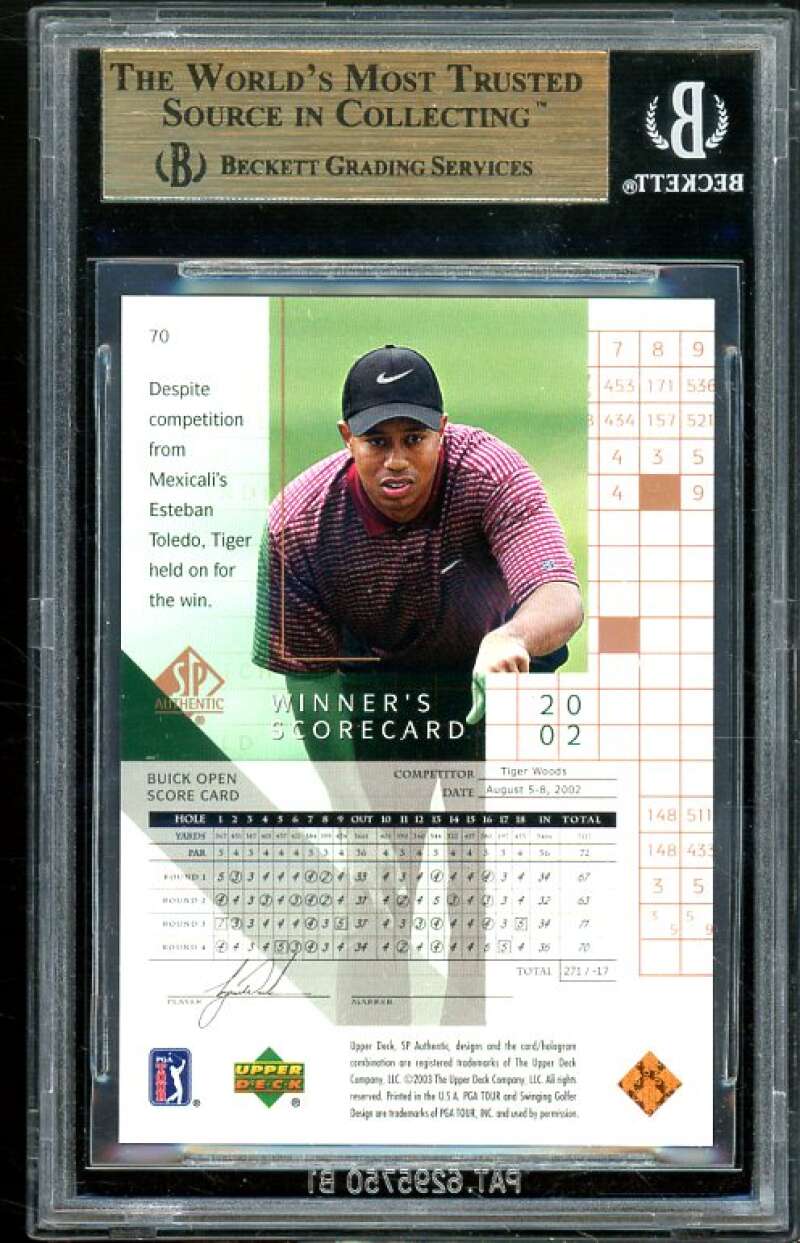 Tiger Woods Golf Card 2003 SP Authentic #70 BGS 9.5 (9.5 9.5 9.5 9.5) Image 2