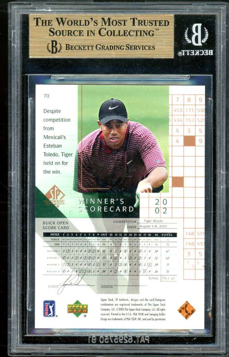 Tiger Woods Golf Card 2003 SP Authentic #70 BGS 9.5 (10 9 9.5 9.5) Image 2