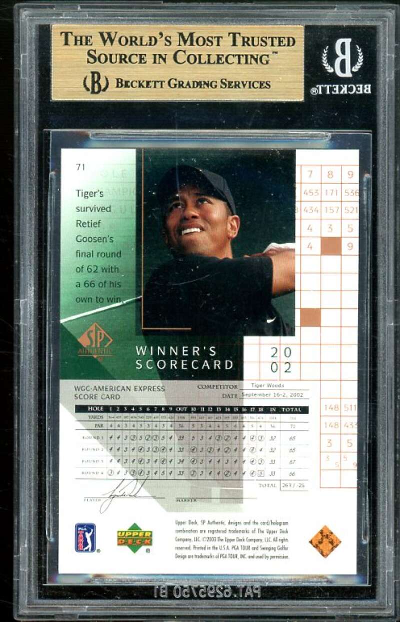 Tiger Woods Golf Card 2003 SP Authentic #71 BGS 9.5 (10 9 9.5 9.5) Image 2