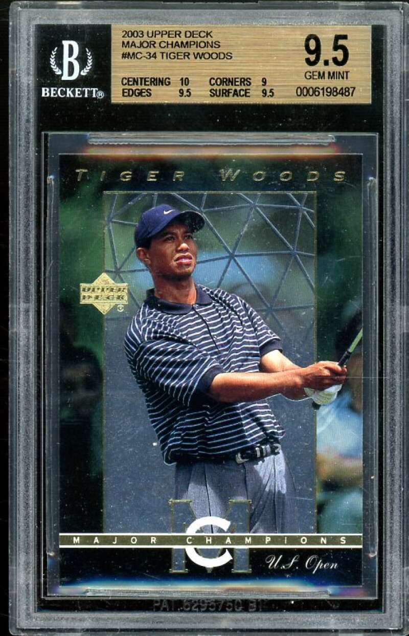 Tiger Woods Card 2003 Upper Deck Major Champions #MC-34 BGS 9.5 (10 9 9.5 9.5) Image 1