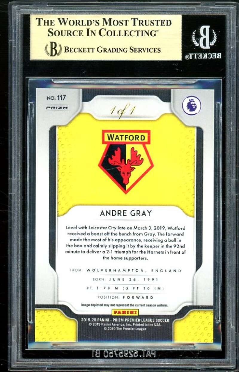 Andre Gray Soccer Card 2019-20 Panini Prizm Industry Summitt (1/1) BGS 9.5 Image 2