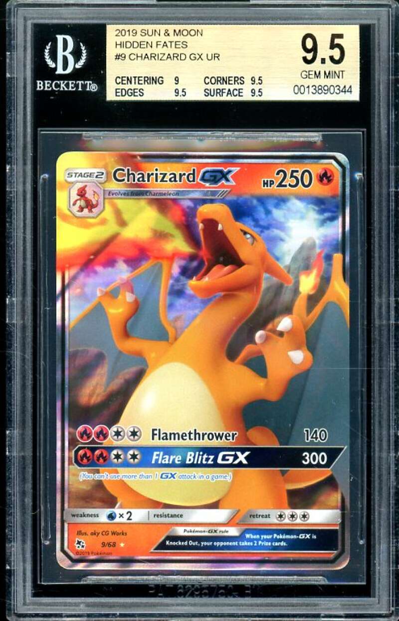 Charizard GX UR 2019 Sun Moon Hidden Fates Pokemon #9 BGS 9.5 (9 9.5 9.5 9.5) Image 1