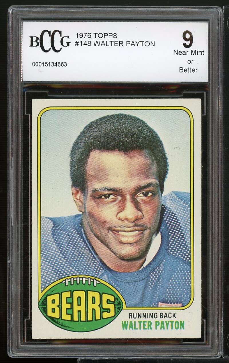 1976 Topps #148 Walter Payton Rookie Card BGS BCCG 9 Near Mint+ Image 1