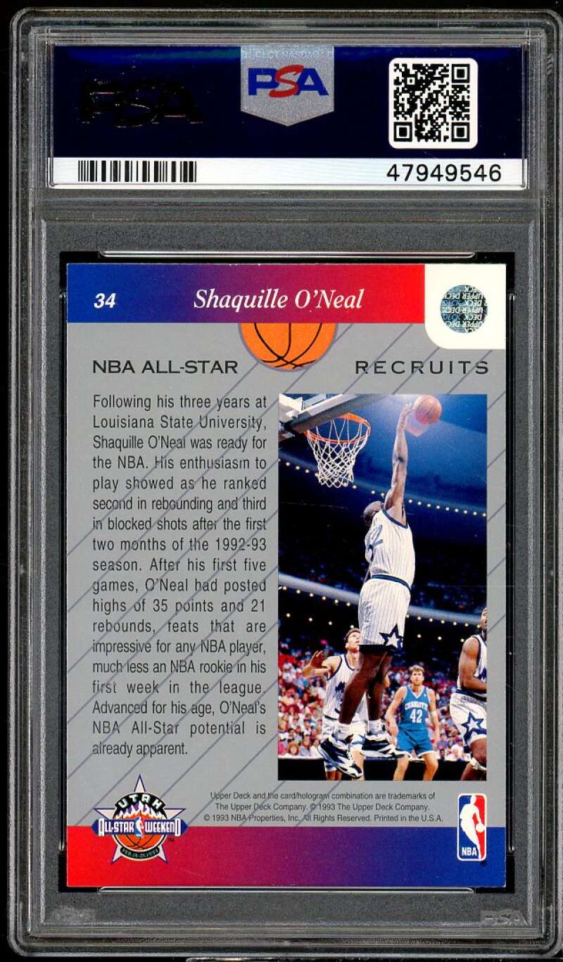 Shaquille O'Neal Rookie Card 1992-93 Upper Deck NBA All-Star Weekend #34 PSA 8.5 Image 2