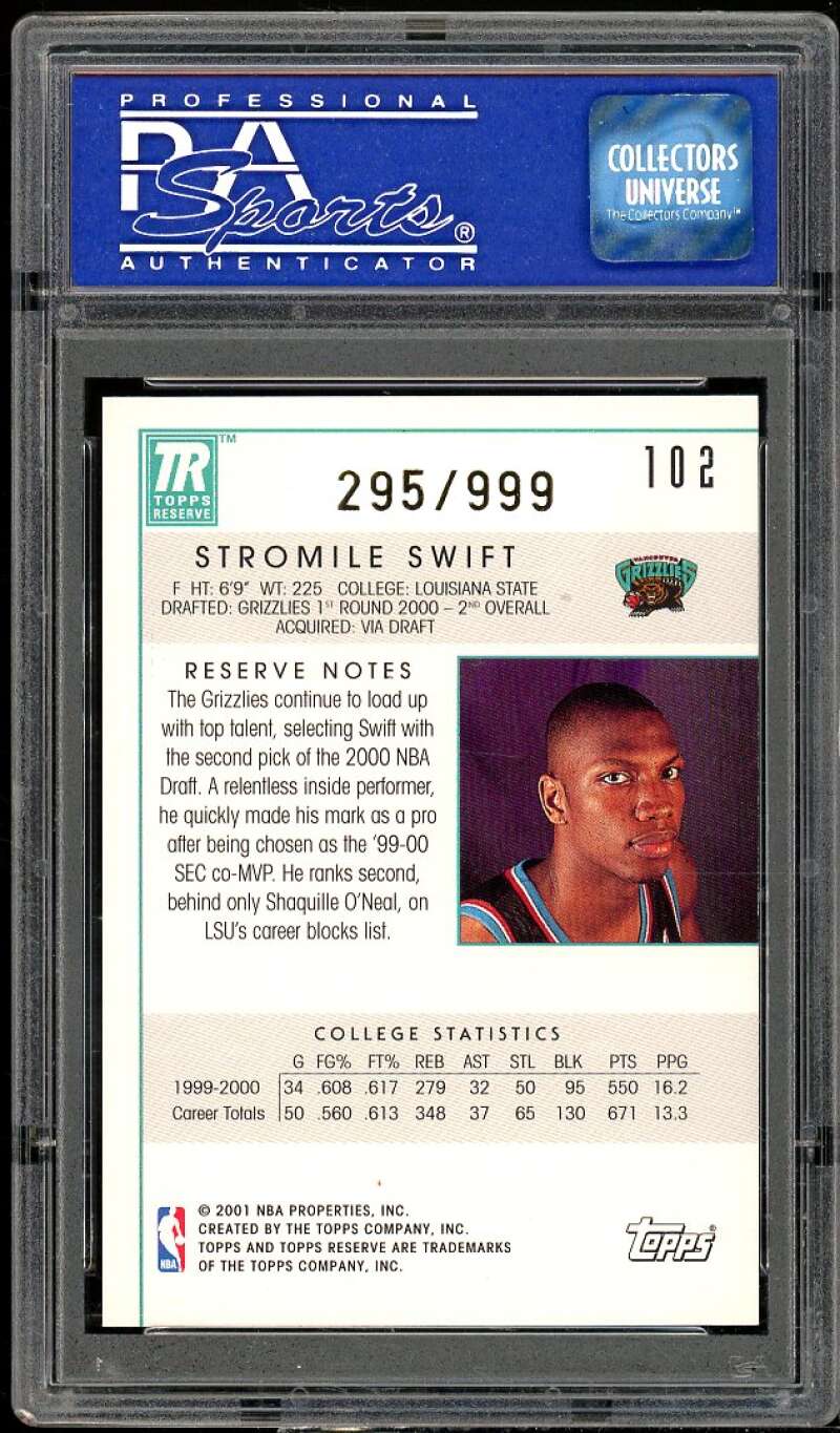 Stromile Swift Rookie Card 2000-01 Topps Reserve #102 PSA 9 Image 2