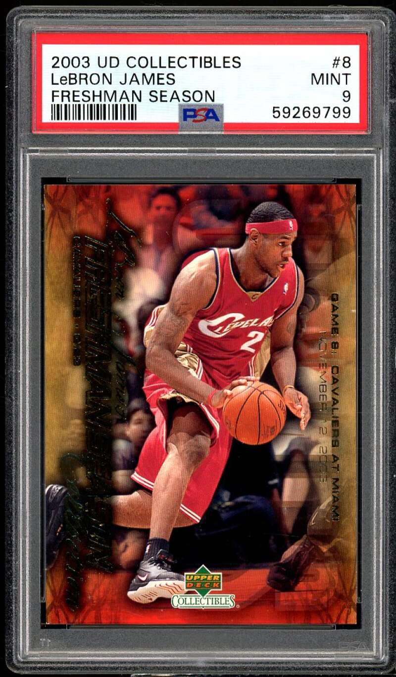 Lebron James Rookie Card 2003 UD Collectibles Freshman Season #8 PSA 9 Image 1