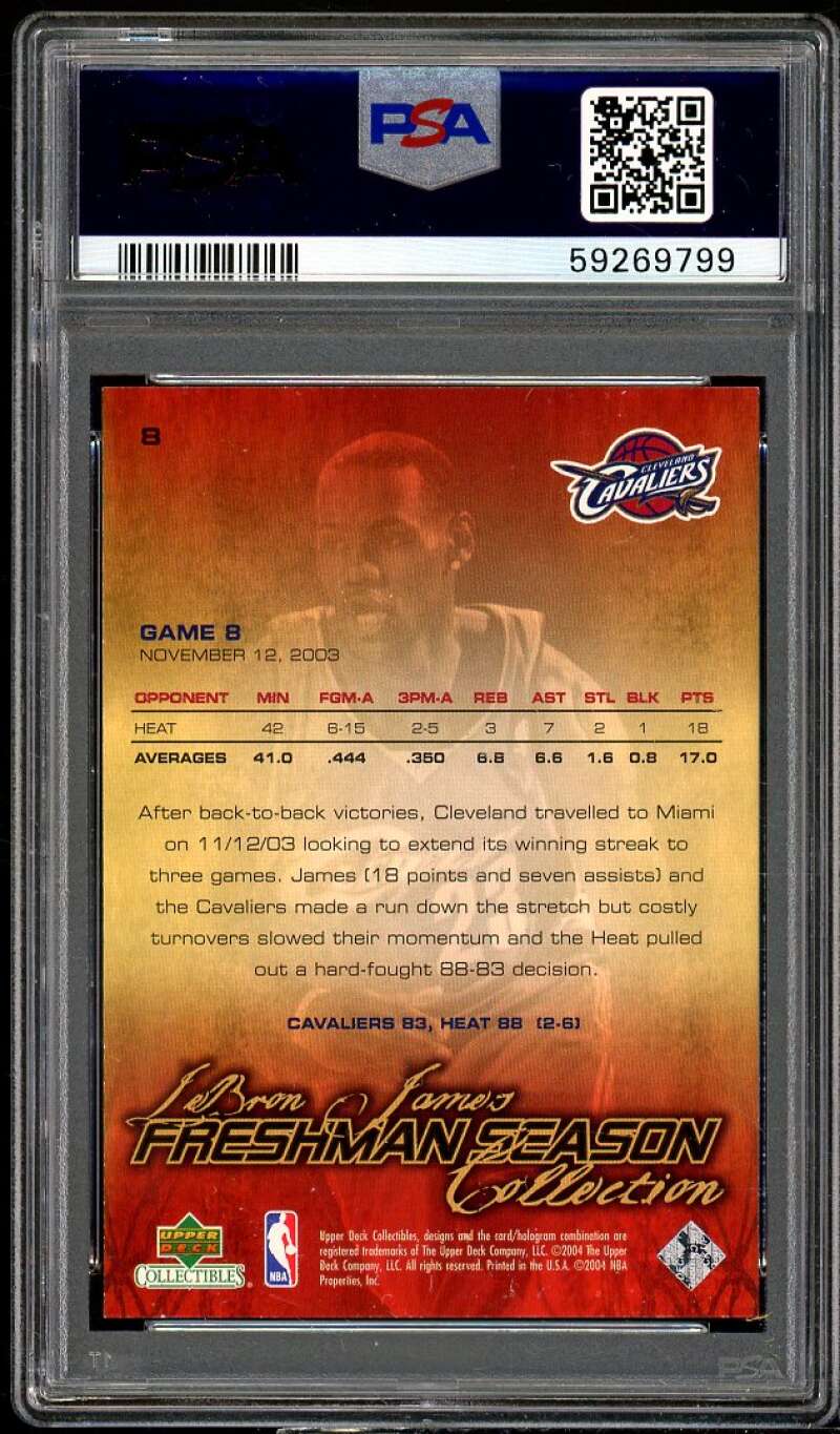 Lebron James Rookie Card 2003 UD Collectibles Freshman Season #8 PSA 9 Image 2