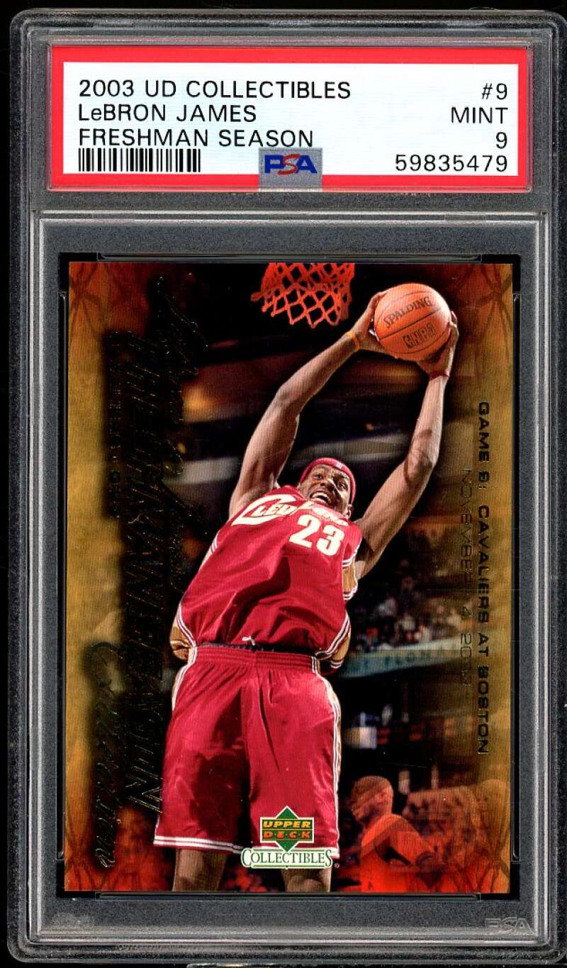 Lebron James Rookie Card 2003 UD Collectibles Freshman Season #9 PSA 9 Image 1