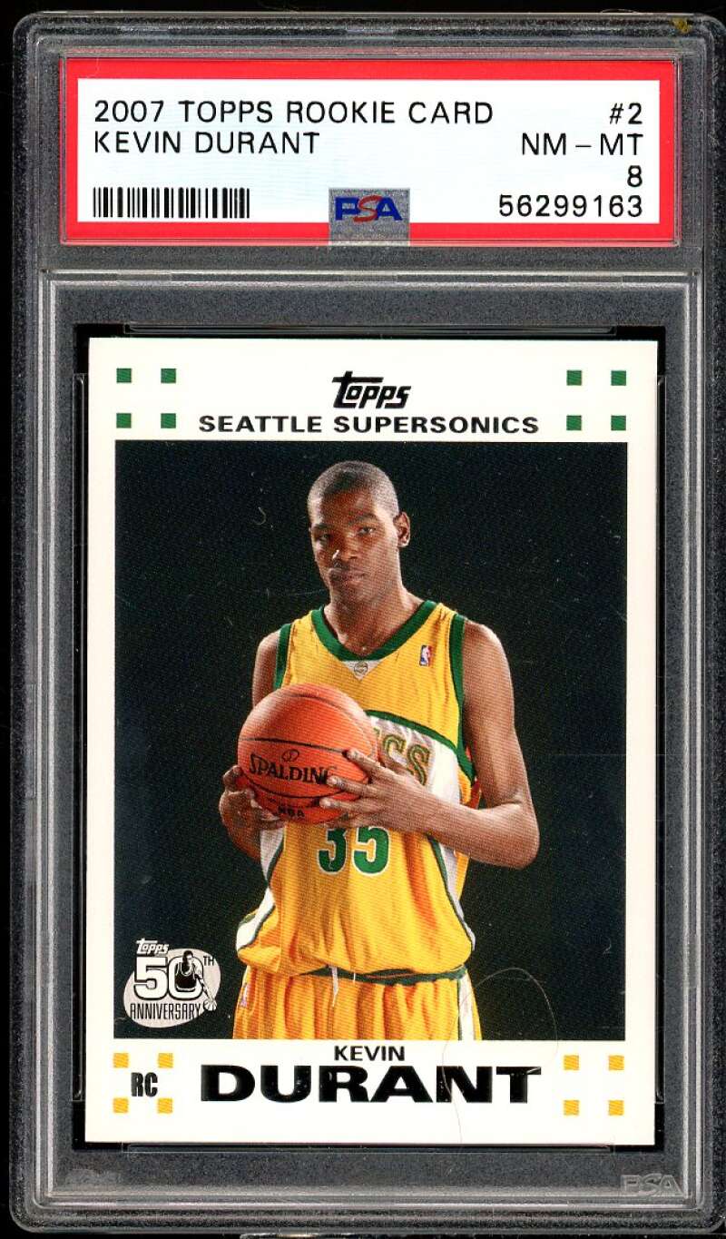 Kevin Durant Rookie Card 2007-08 Topps Rookie #2 PSA 8 Image 1