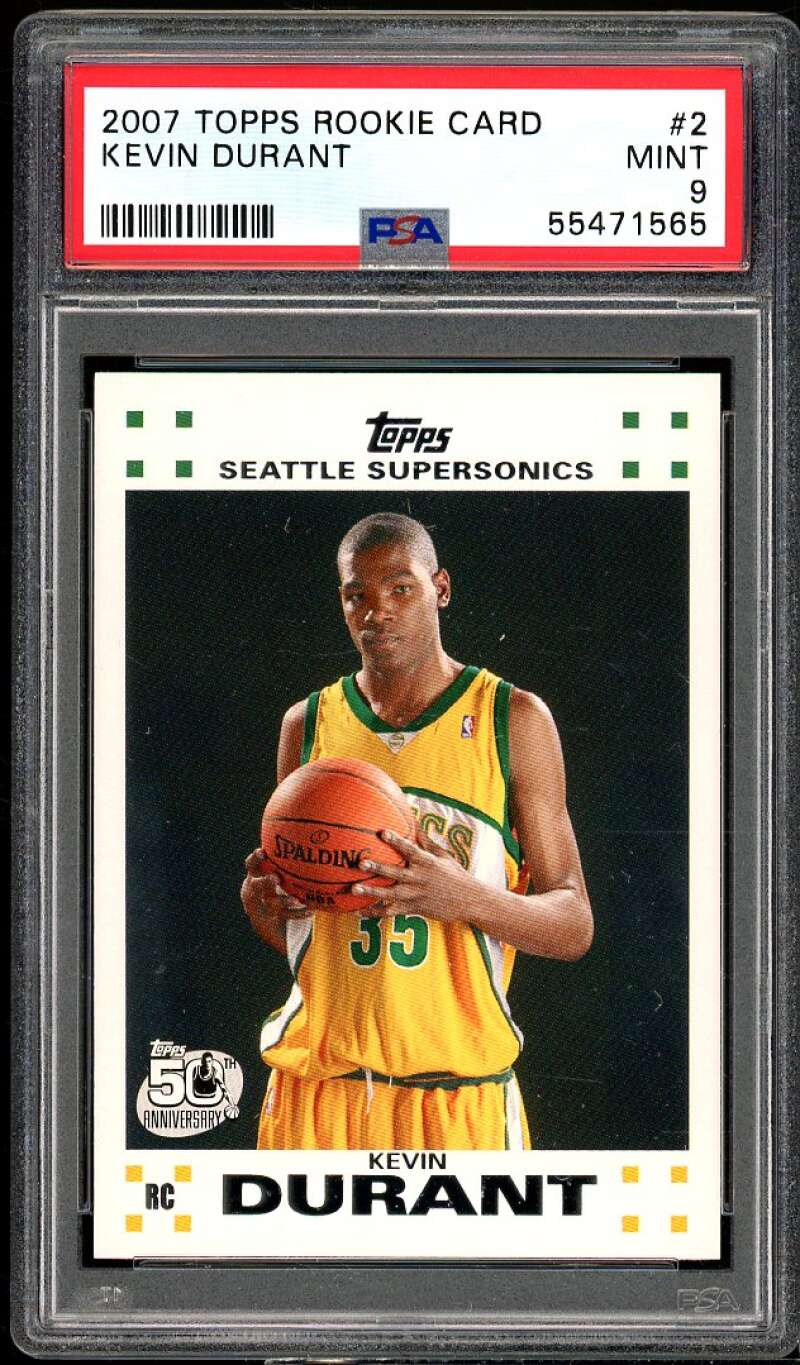 Kevin Durant Rookie Card 2007-08 Topps Rookie #2 PSA 9 Image 1