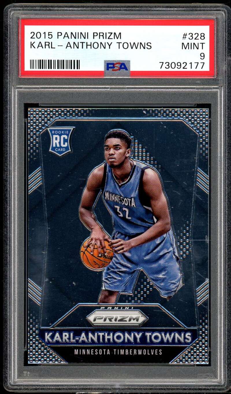 Karl-Anthony Towns Rookie Card 2015-16 Panini Prizm #328 PSA 9 Image 1