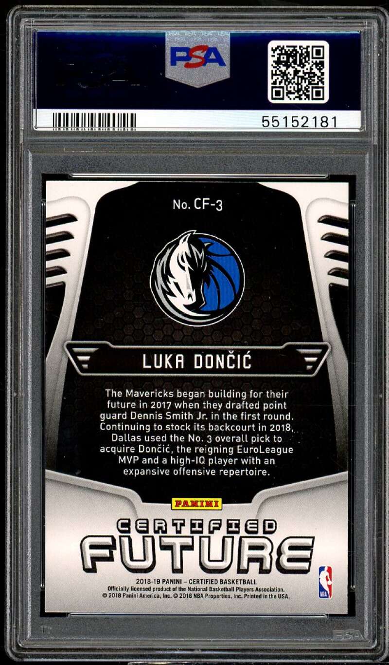 Luke Doncic Rookie Card 2018-19 Panini Certified Certified Future #cf-3 PSA 9 Image 2