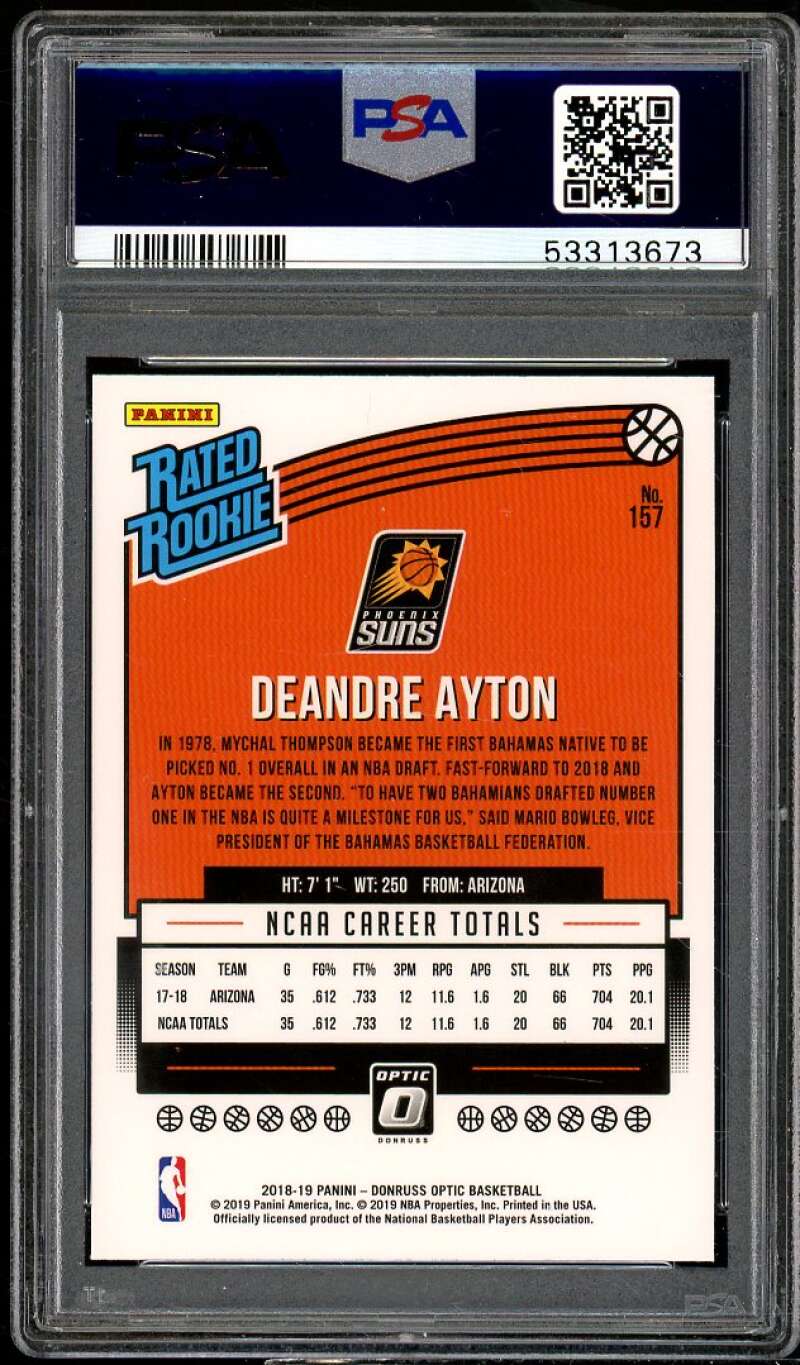 Deandre Ayton Rookie Card 2018-19 Donruss Optic #157 PSA 9 Image 2